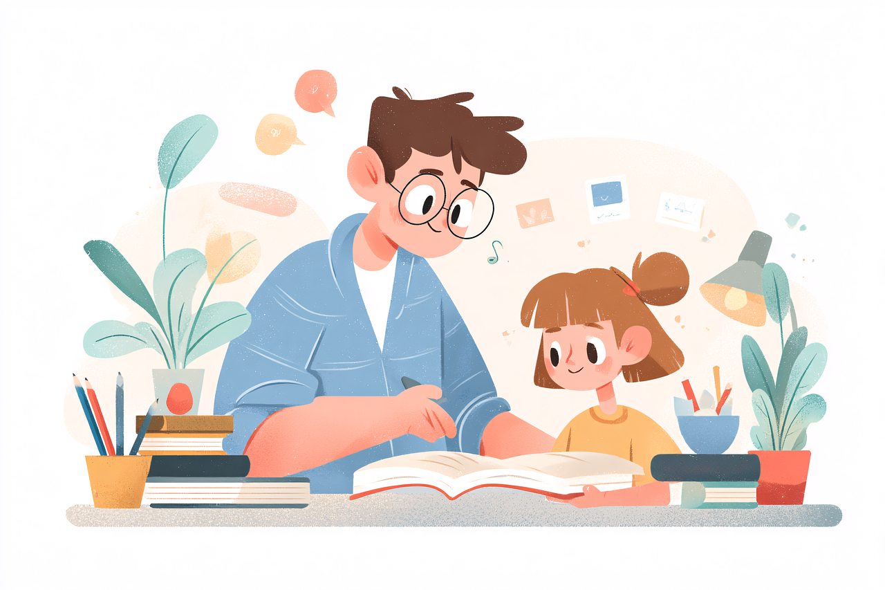 Tutor and student working together